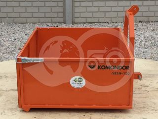 Transport box 130 cm, for Japanese compact tractors, drop down tailboard, Komondor SZLH-130 (1)
