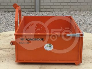 Transport box 130 cm, for Japanese compact tractors, drop down tailboard, Komondor SZLH-130 (5)