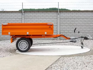 Trailer with overrun brake, tipping, 3 directions dumping, for Japanese compact tractors, Komondor SPK-1500/RF (1)