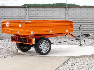 Trailer with overrun brake, tipping, 3 directions dumping, for Japanese compact tractors, Komondor SPK-1500/RF (2)