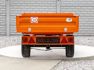 Trailer with overrun brake, tipping, 3 directions dumping, for Japanese compact tractors, Komondor SPK-1500/RF (3)