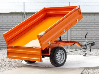 Trailer with overrun brake, tipping, 3 directions dumping, for Japanese compact tractors, Komondor SPK-1500/RF (9)