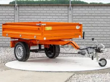 Trailer with overrun brake, tipping, 3 directions dumping, for Japanese compact tractors, Komondor SPK-1500/RF